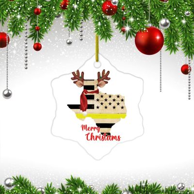 2022 Texas Christmas Tree Ornament Our First Christmas in City/State Hexagonal Christmas Tree Ornament Ceramic Circle Elegant State Map Ornament Souvenir Family Keepsake