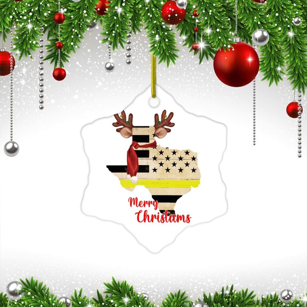 2022 Texas Christmas Tree Ornament Our First Christmas in City/State Hexagonal Christmas Tree Ornament Ceramic Circle Elegant State Map Ornament Souvenir Family Keepsake