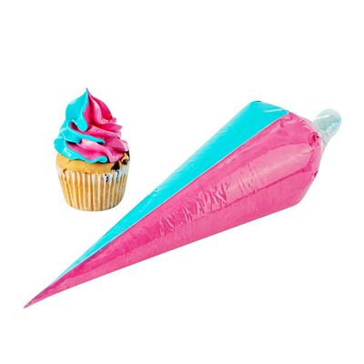 Restaurantware Pastry Tek 17.7 x 9.5 Inch Two-Color Icing Bags 100 Thick Multi-Color Piping Bags - Sustainable For Icing Frosting & Buttercream Clear Plastic Disposable Piping Bags For Cakes