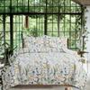3-Piece Quilt Set Queen Size Floral Bedding Reversible Bedspread Coverlet Floral Leaves Bedding Summer Lightweight Yellow Green Flower Quilt Soft Microfiber Home Quilt Coverlet Set view 1