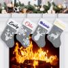 DegGod 6 Pack Personalized Christmas Stockings with White Plush Cuff, Gray Custom Xmas Stocking with 3 Style Elks Snowflakes Hanging Ornament for Fireplace Xmas Tree Party Decoration view 1