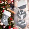 DegGod 6 Pack Personalized Christmas Stockings with White Plush Cuff, Gray Custom Xmas Stocking with 3 Style Elks Snowflakes Hanging Ornament for Fireplace Xmas Tree Party Decoration view 2