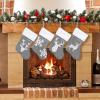 DegGod 6 Pack Personalized Christmas Stockings with White Plush Cuff, Gray Custom Xmas Stocking with 3 Style Elks Snowflakes Hanging Ornament for Fireplace Xmas Tree Party Decoration view 4