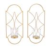 2Pcs Wall Mounted Candle Holder, Candle Sconces Wall Decor Wall Mounted Candle Sconce Holders Iron Metal Sconce Candle Holder for Wall Wedding Fireplace Living Room Decor(Gold) view 1