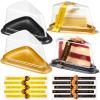 200 Pack Cake Slice Containers Clear Cheesecake Container Plastic Disposable Mini Pie Container with Lid Individual Cake Slice Boxes Small Triangular Pie Box with Stickers for Cupcake Packaging view 1