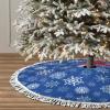 Christmas Tree Skirt 48" Holiday Party Christmas Blue Snowflakes Pattern Xmas Tree Skirt Home Decor Round Christmas Tree Mat Indoor Outdoor New Year Decorations view 1