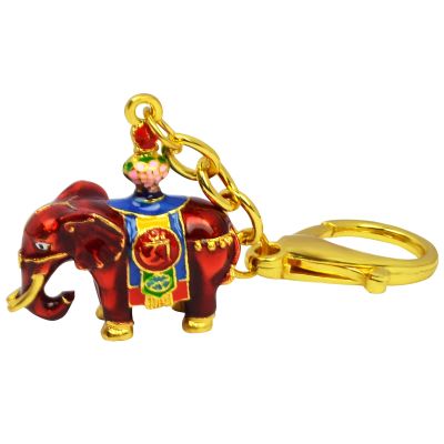 Fengshuibringluck Feng Shui Red Prosperity Elephant with Treasure Vase Keychain