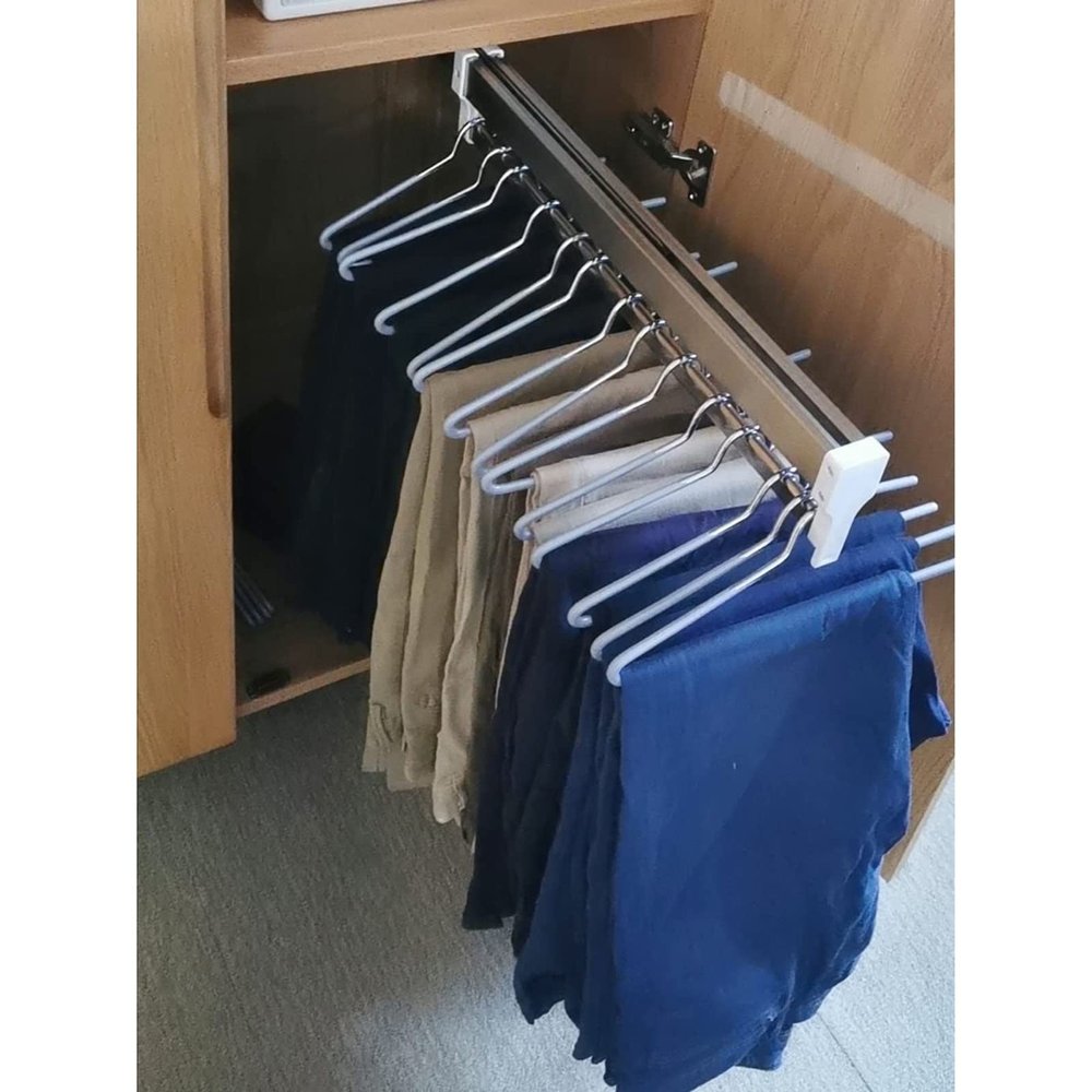 Adjustable 30-80cm Pull Out Clothes Rail, Steel Extendable Closet Rod for Pants Clothing Storage, Wardrobe Clothes Hanger Rail Space Saving, Load 25kg (Size : 35cm)