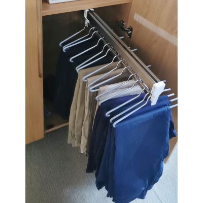 Adjustable 30-80cm Pull Out Clothes Rail, Steel Extendable Closet Rod for Pants Clothing Storage, Wardrobe Clothes Hanger Rail Space Saving, Load 25kg (Size : 60cm)