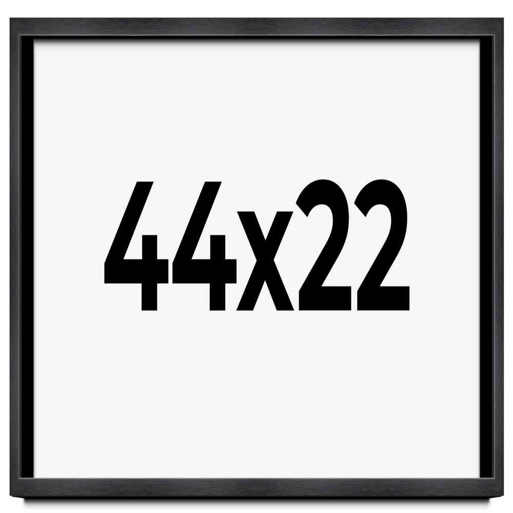 44x22 Frame Black Charcoal Grey Wood Textured Picture Frame | 0.75 Inch Moulding Width | Gunmetal Grey Solid Wood Frame Complete with UV Acrylic Plexiglass, Foam Board Backing & Hanging Hardware