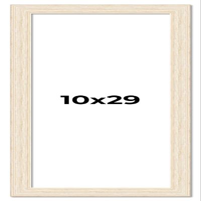 10x29 Frame Barnwood White Solid Wood Picture Frame Width 1.5 Inches | Interior Depth 0.5 Inches | Whitewashed Distressed Frame with UV Acrylic, Foam Board Backing & Hanging Hardware