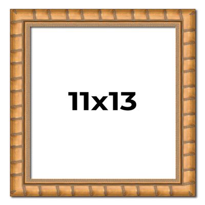 11x13 Frame Gold Real Wood Picture Frame Width 1.5 Inches | Interior Frame Depth 0.5 Inches | Rustic Gold Bamboo Photo Frame Complete with UV Acrylic, Foam Board Backing & Hanging Hardware