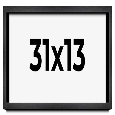 31x13 Frame Black Charcoal Grey Wood Textured Picture Frame | 0.75 Inch Moulding Width | Gunmetal Grey Solid Wood Frame Complete with UV Acrylic Plexiglass, Foam Board Backing & Hanging Hardware
