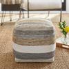 Signature Design by Ashley Josalind 16 Inch Casual Wool Pouf, Gray & Beige view 2