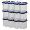 Buddeez Multi-Purpose Hardware Storage Bins Bits and Bolts Small Storage Containers, Hardware Organizers, Clear Containers With Blue Stackable Lids, Bolt and Screw Organizer (1 Quart - 12 Pack) view 1