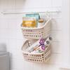 Zerodeko 2pcs Plastic Hanging Storage Basket Multifunctional Organizer for Sundries Apricot Color for Bedroom Laundry Bathroom Use Plastic Design Cutout for Ventilation view 2