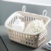 Zerodeko 2pcs Plastic Hanging Storage Basket Multifunctional Organizer for Sundries Apricot Color for Bedroom Laundry Bathroom Use Plastic Design Cutout for Ventilation view 3
