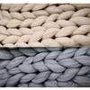 Acrylic fibrous Knitting Blanket, Hand -Knitted Blanket Thick 6 cm , Light green-50cm x50cm view 2