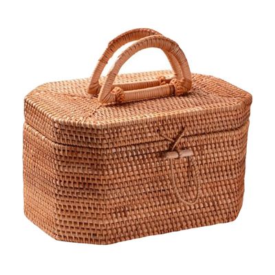 STOBAZA 1pc Woven Storage Basket Lunch Box Basket for Fruits Snacks Bread Decorative and Portable