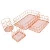 Cabilock 4pcs Gold Metal Pen Holders Hollow-carved Fruit Storage Baskets Stylish Mesh Organizers for Home Office Desktop Tidy Gold Iron Containers for Pens view 1