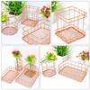 Cabilock 4pcs Gold Metal Pen Holders Hollow-carved Fruit Storage Baskets Stylish Mesh Organizers for Home Office Desktop Tidy Gold Iron Containers for Pens view 4