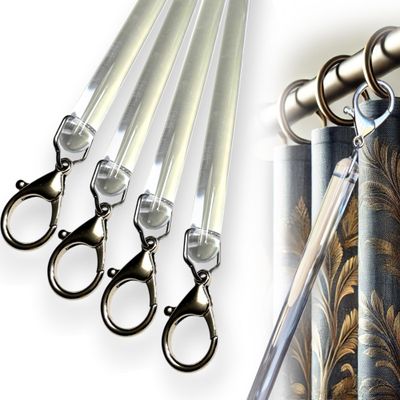 OooWow 46 inch (4 Pack) All Clear Acrylic Curtain Pull Wand - 2 inches shy of 48 inch - Clear Curtain Wand - Invisible Drapery Wand - Drapery Pull Rod (46 Inch)