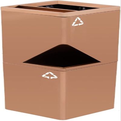 Trash can Commercial, Large Trash Can Double-Layer Stainless Steel Trash Can Separable Vertical Trash Can Sorting Trash Can with Ashtray Square Rounded Trash Can3 Colours Dustbins Outdoor (Size : A