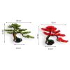 Artificial Trees Fake Bonsai Tree 21 Inches Artificial Bonsai Pine Tree Lifelike Trunk, Fake Plants Decoration, in Black Planter Artificial Bonsai ( Size : Green ) view 2