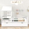 KLMM Twin Size Low Loft House Bed with Trundle,Roof and Window Design, Suitable for Children, Boys and Girls, Teenagers (White$O) view 3