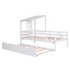 KLMM Twin Size Low Loft House Bed with Trundle,Roof and Window Design, Suitable for Children, Boys and Girls, Teenagers (White$O) view 4