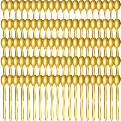 100 Pcs Demitasse Espresso Spoons Stainless Steel Bulk, 4.33'' Small Mini Coffee Tasting Dessert Spoons for Kitchen Dessert, Tea, Appetizer, 1.18'' Wide(Classic Style,Gold)