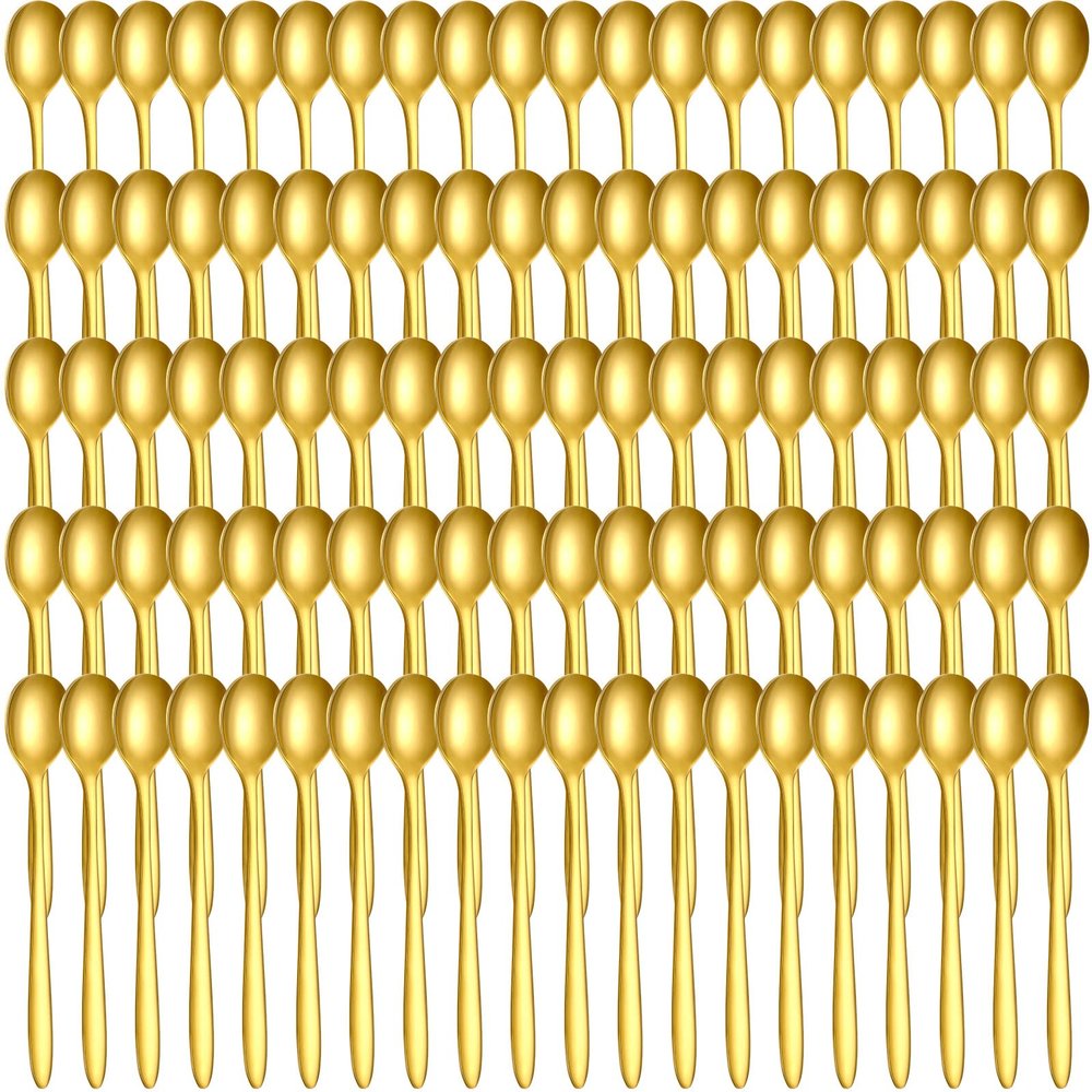 100 Pcs Demitasse Espresso Spoons Stainless Steel Bulk, 4.33'' Small Mini Coffee Tasting Dessert Spoons for Kitchen Dessert, Tea, Appetizer, 1.18'' Wide(Classic Style,Gold)