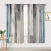 Cinbloo Farmhouse Barn Door Grey Curtains 42Wx63H Inch Rod Pocket Rustic Wood Country Western Vintage Rural Blue Wooden Plank Cabin Barnwood for Men Women Chic Living Room Window Drapes Fabric 2 Panel view 4