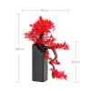 Artificial Trees Artificial Bonsai Tree Red Leaf Natural Root Carving and Black Base, Fake Plant Decoration, Realistic Potted Artificial House Plants for Home Decor, Desktop Display Artificial Bonsai view 2