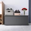 Goujxcy Wood Storage Bench, Flip Top Storage Chest with Safety Hinge, Bedroom Bed End Stool Entryway Ottoman Storage Bench Wooden Box Organizer Home Furniture, Supports 350 lb (Black) view 2