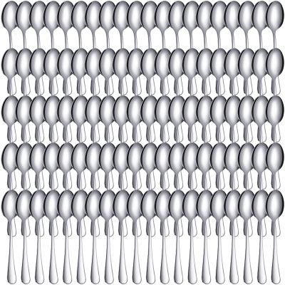 100 Pcs Demitasse Espresso Spoons Stainless Steel Bulk, 4.33'' Small Mini Coffee Tasting Dessert Spoons for Kitchen Dessert, Tea, Appetizer, 1.18'' Wide(Classic Style,Silver)