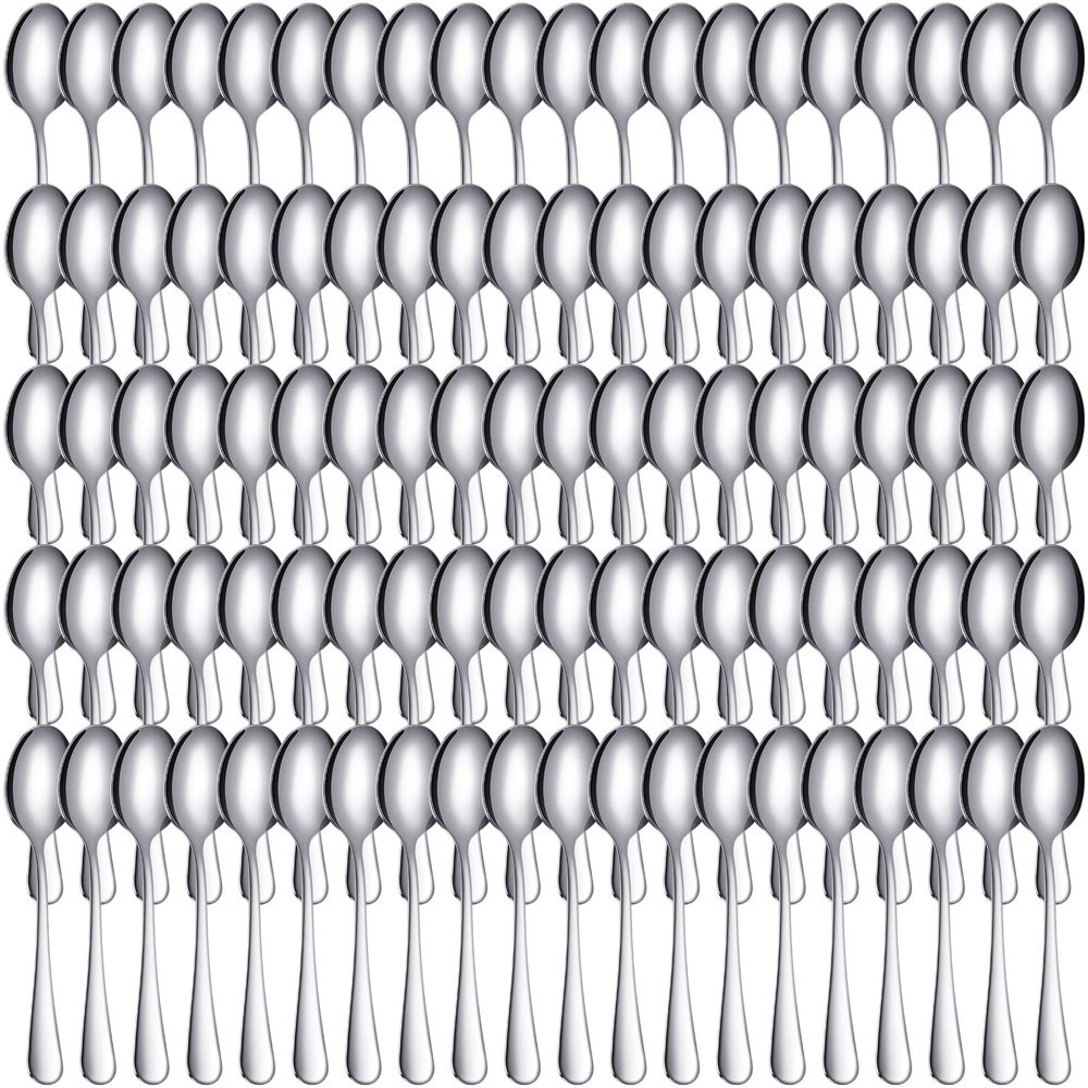100 Pcs Demitasse Espresso Spoons Stainless Steel Bulk, 4.33'' Small Mini Coffee Tasting Dessert Spoons for Kitchen Dessert, Tea, Appetizer, 1.18'' Wide(Classic Style,Silver)