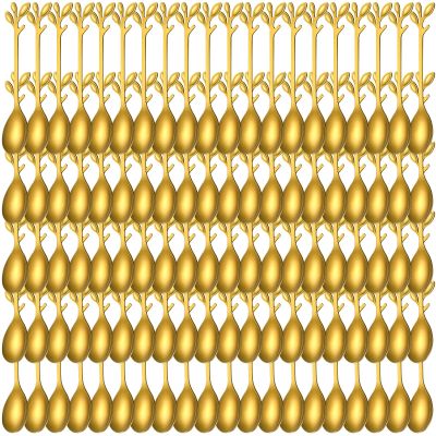 100 Pcs Demitasse Espresso Spoons Stainless Steel Bulk, 4.33'' Small Mini Coffee Tasting Dessert Spoons for Kitchen Dessert, Tea, Appetizer, 1.18'' Wide(Leave,Gold)