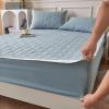 FCLDESHOP Deep Pocket Soft,Pure Cotton Quilted Bedding Sheets, Bedroom Homestay Holiday Home Printed Embroidery Ruffles Mattress Topper,Sky Blue,200cmx220cm view 1