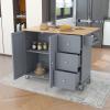 Kitchen Island Cart with Wheels and Drop-Leaf Top, Kitchen Cart with 2-Door Storage Cabinet, 3 Drawers, Wood Dining Room Island Table with Spice Rack, Towel Rack, Kitchen Island Easy Assembly view 1