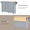 Kitchen Island Cart with Wheels and Drop-Leaf Top, Kitchen Cart with 2-Door Storage Cabinet, 3 Drawers, Wood Dining Room Island Table with Spice Rack, Towel Rack, Kitchen Island Easy Assembly view 3