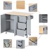 Kitchen Island Cart with Wheels and Drop-Leaf Top, Kitchen Cart with 2-Door Storage Cabinet, 3 Drawers, Wood Dining Room Island Table with Spice Rack, Towel Rack, Kitchen Island Easy Assembly view 4