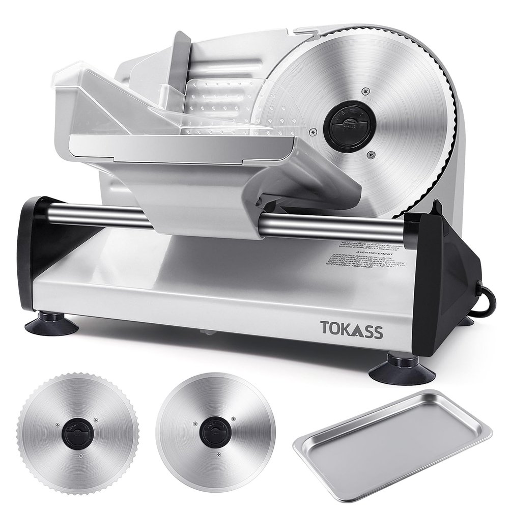 200W Meat Slicer Machine for Home Use,Deli Slicer with 2 Removable 7.5'' Stainless Steel Blades,Adjustable Dial for 0-15mm, Electric Food Slicer for Meat, Cheese, Bread,Child Lock,Easy to Clean,gift
