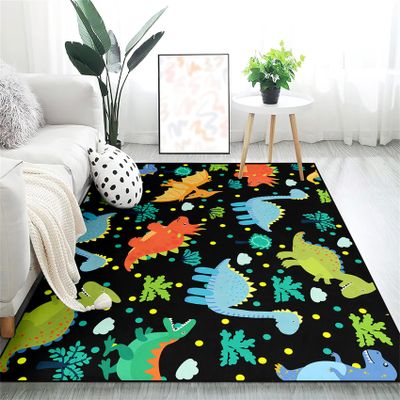 Black Dinosaurs Area Rugs for Kids Cartoon Lovely Animal Patterns Carpet Dinosaur Rugs for Boys Bedroom Living Dinning Room Bedroom Kitchen Playing Room Dinosaur Rooms Decor, 4'5'