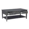 Linon Sadie Coffee Table with 3 Drawers and Bottom Shelf in Gray Distressed Wood view 4