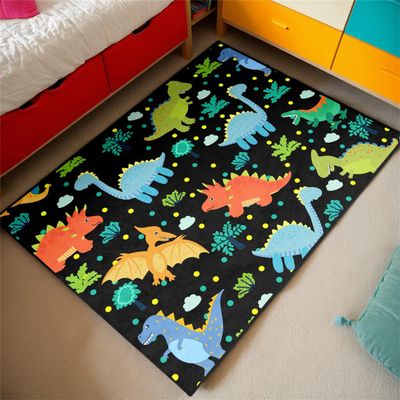 Cartoon Dinosaur Area Rugs for Kids Boys 3D Printed Carpet for Boys Bedroom Home Decor Large Dinosaur Play Rugs, Crystal Polyester Dinosaurs Carpet Rug, 3'5'