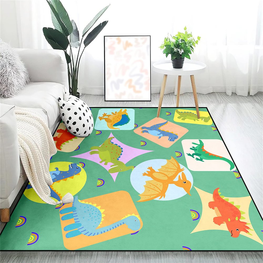 Cartoon Dinosaur Area Rugs for Kids Boys 3D Printed Carpet for Boys Bedroom Home Decor Large Dinosaur Play Rugs Dinosaurs Carpet Rug, 3'5'