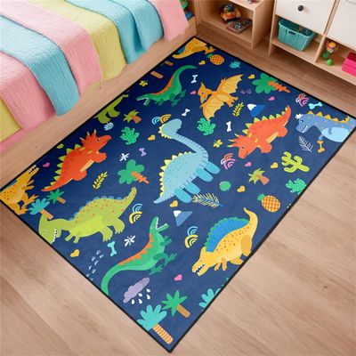 Blue Dinosaurs Area Rugs for Kids Cartoon Lovely Animal Patterns Carpet Dinosaur Rugs for Boys Bedroom Living Dinning Room Bedroom Kitchen Playing Room, 4'5'