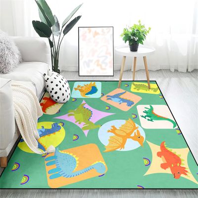 Cartoon Dinosaurs Area Rugs for Kids Green Lovely Animal Patterns Carpet Dinosaur Rugs for Boys Bedroom Living Dinning Room Bedroom Kitchen Playing Room Dinosaur Room Decor for Boys, 4'5''6'