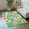 Cartoon Dinosaurs Area Rugs for Kids Green Lovely Animal Patterns Carpet Dinosaur Rugs for Boys Bedroom Living Dinning Room Bedroom Kitchen Playing Room Dinosaur Room Decor for Boys, 4'5''6' view 2